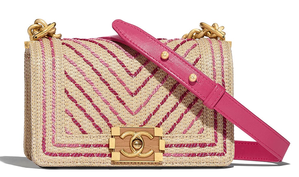 Chanel Pink Le Boy Flap Medium Chevron Handbag w/ Dustbag - Boca Pawn