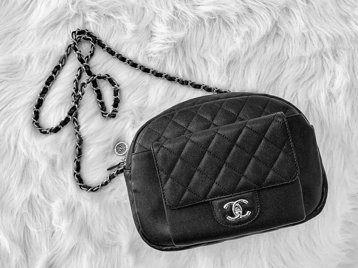 CHANEL Caviar Quilted Camera Case Black 618680