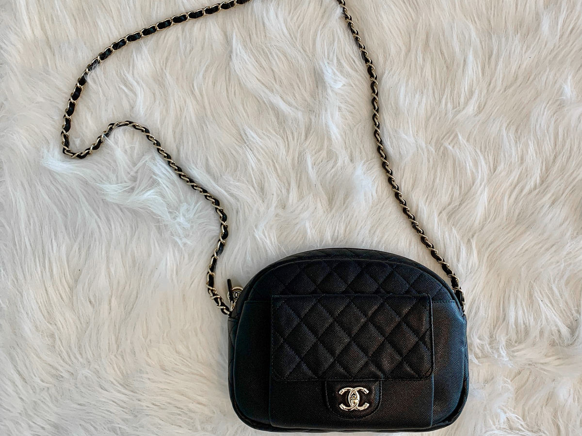 Chanel Vintage Black Caviar Small Camera Bag