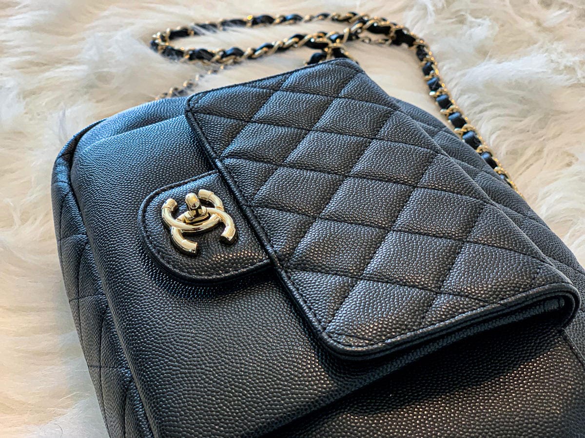 Chanel Button Up Camera Case Quilted Calfskin with Grosgrain