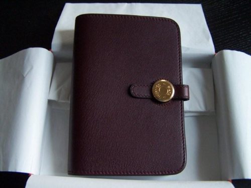 Hermès HERMES DOGON COMPACT WALLET IN BROWN GRAINED LEATHER BROWN