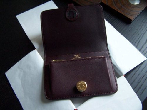 Hermès HERMES DOGON COMPACT WALLET IN BROWN GRAINED LEATHER BROWN