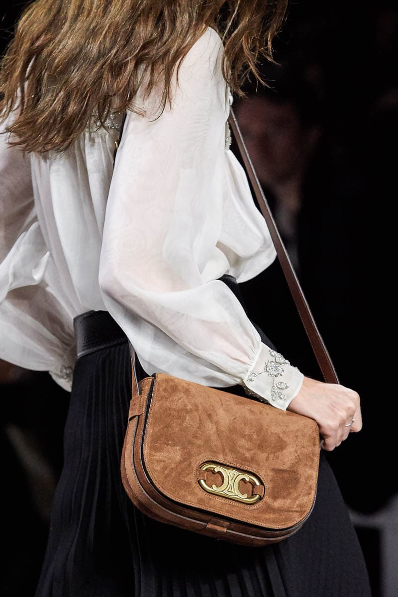 CELINE WOMEN SUMMER 20 THE NEW CELINE BAG CELINE BUCKET MAILLON TRIOMPHE  IN TAN #CELINETRIOMPHE #CELINEBYHEDISLIMANE