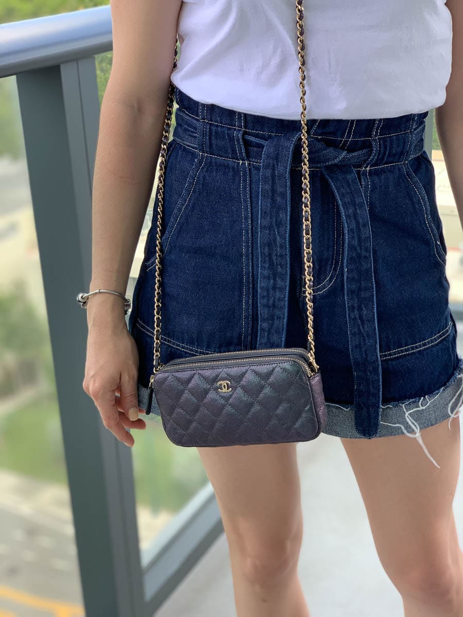 chanel denim clutch