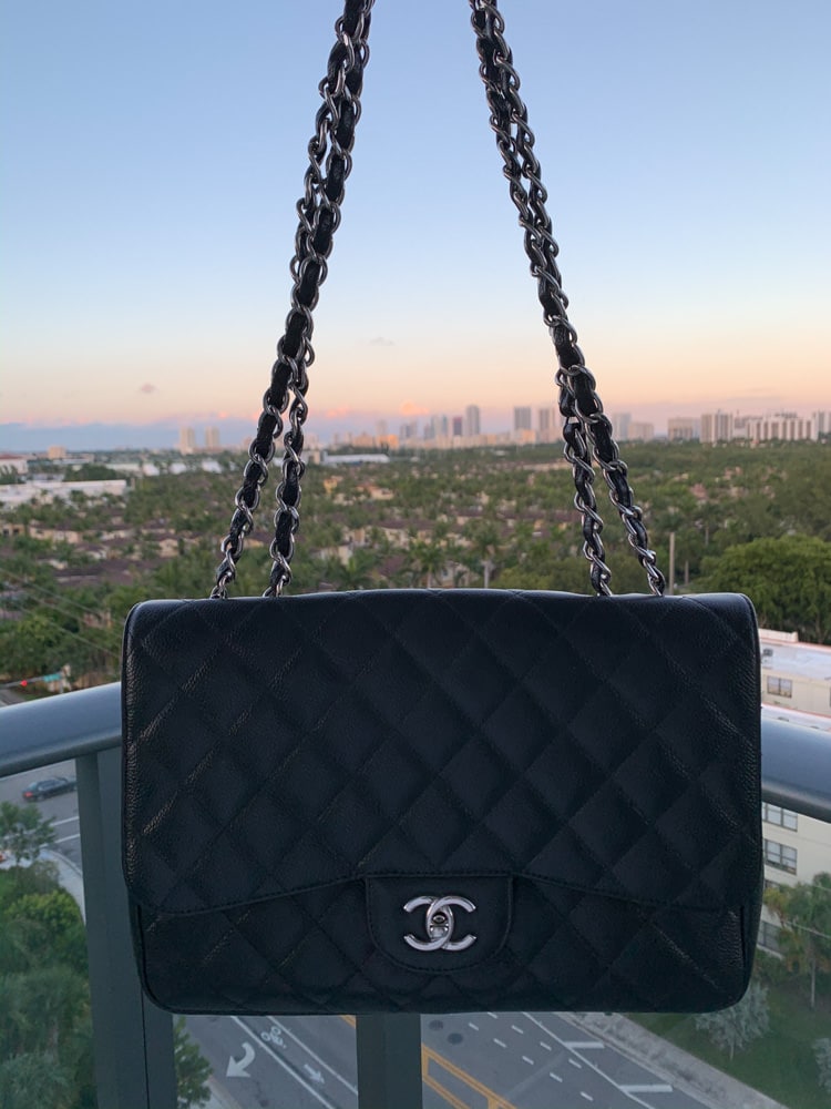 CHANEL Classic Double Flap Jumbo So Black Lambskin Black Hardware 2011 -  BoutiQi Bags