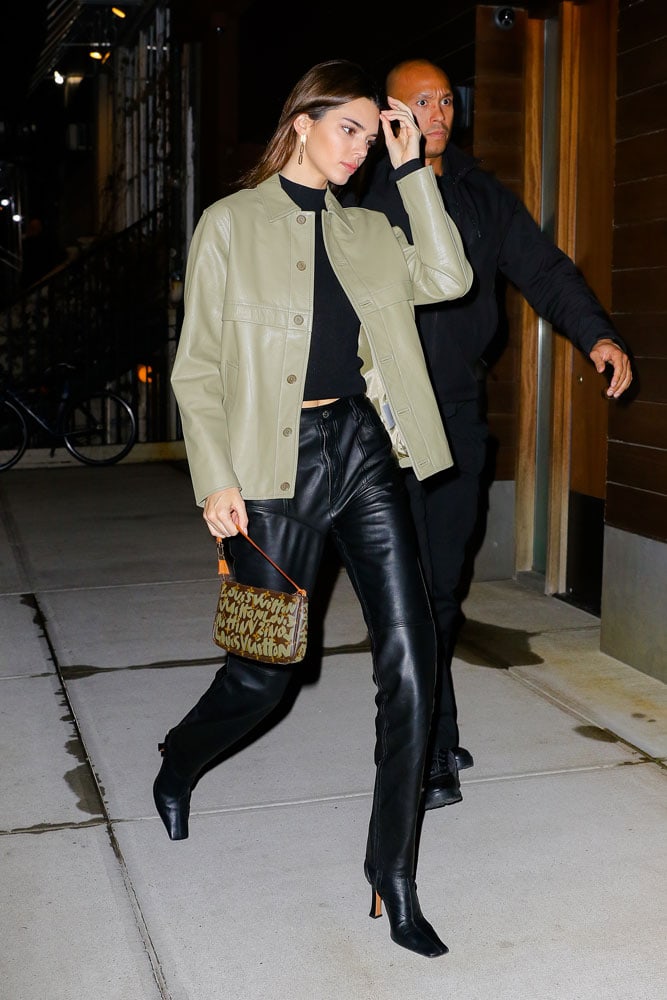 Kendall Jenner wearing Louis Vuitton Murakami Mini Speedy Bag