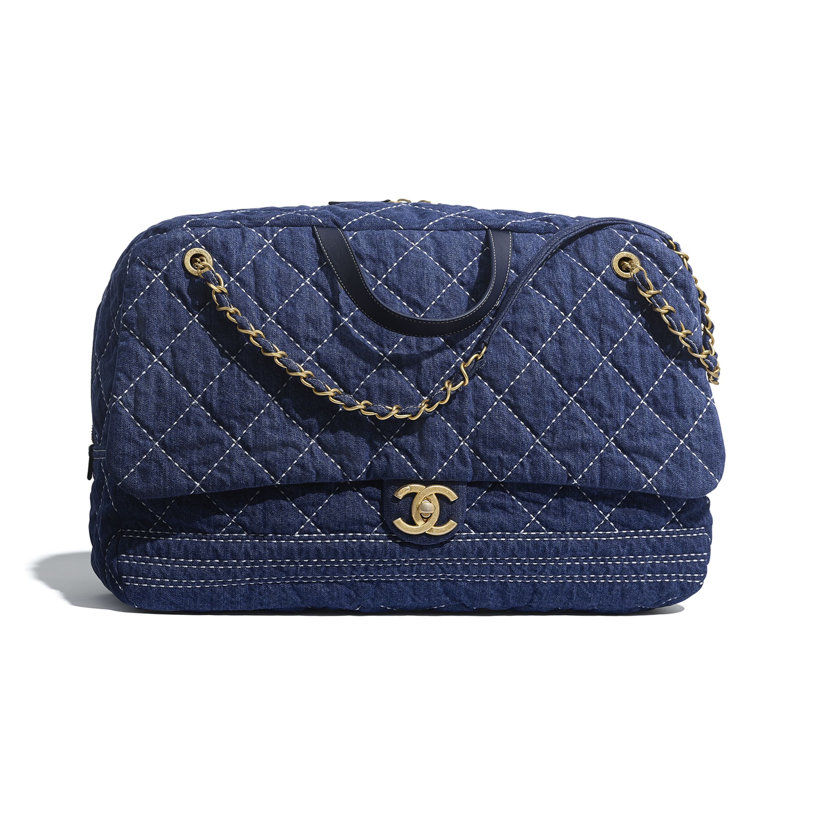 Chanel Drawstring Bucket Cruise 2015 Tweed Fringe & Lambskin Mini Blue  Denim Bag