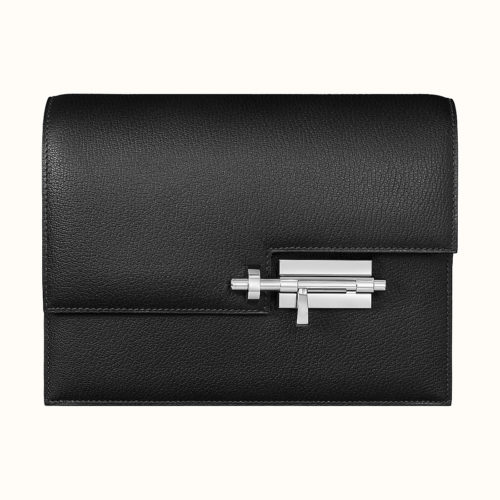 Verrou Clutch in Noir Chevre. Photo courtesy of Hermes.com.