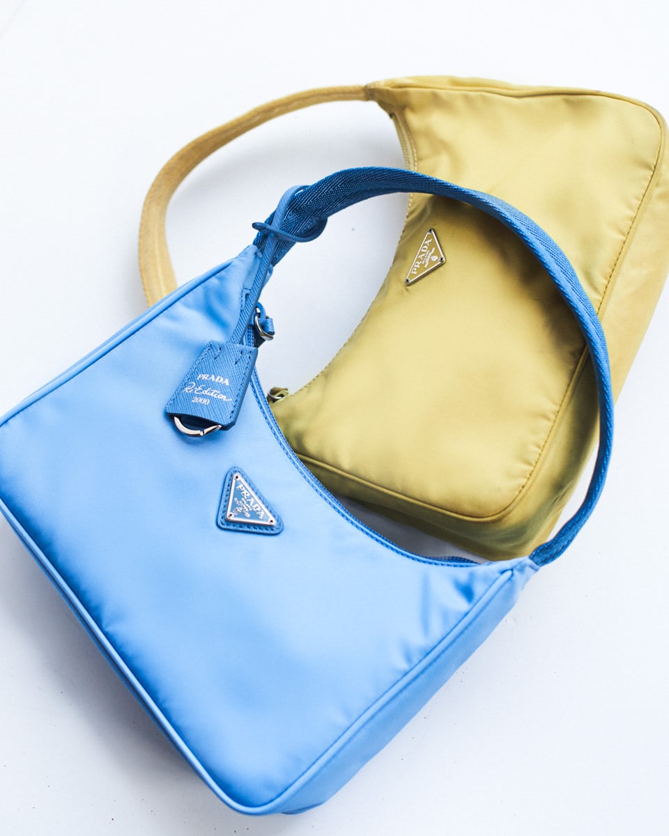 prada blue shoulder bag
