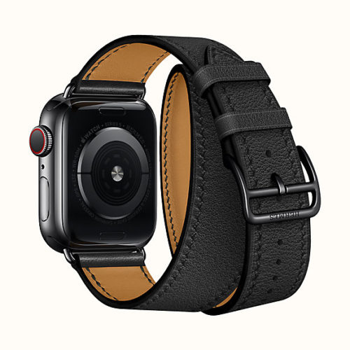 Apple Watch Hermès Series 5 Double Tour 40mm in Black, Rear View