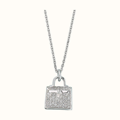 Kelly Amulette Pendant in White Gold with Diamonds