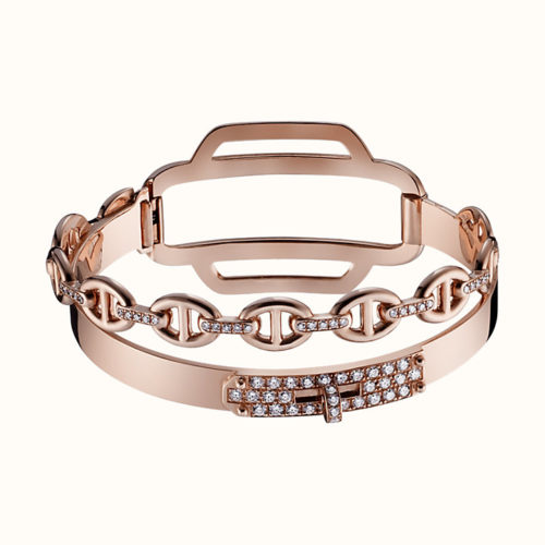 Kelly Bracelet Double Tour in Rose Gold with Diamonds