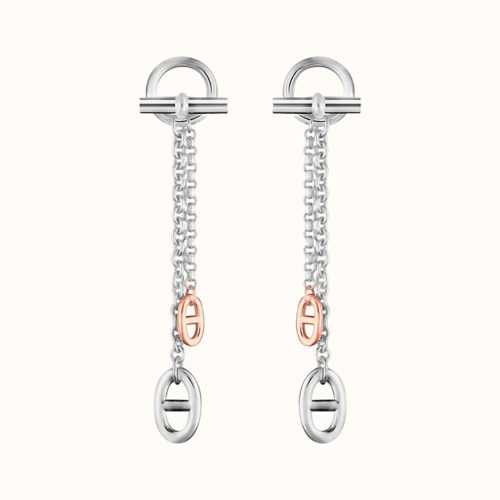 New Farandole Earrings, Medium, in Silver with Rose Gold