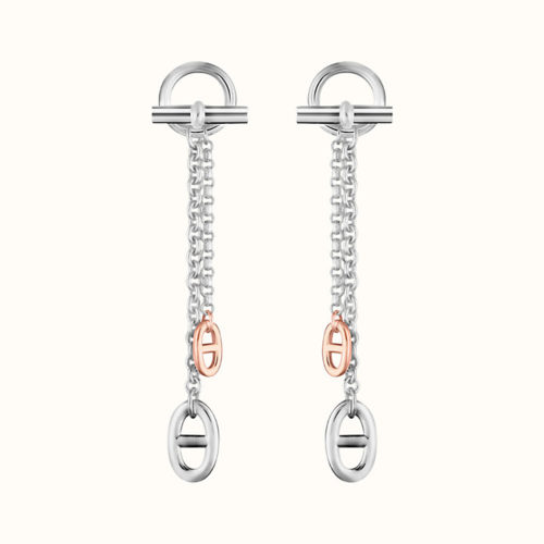 New Farandole Earrings, Medium, in Silver with Rose Gold