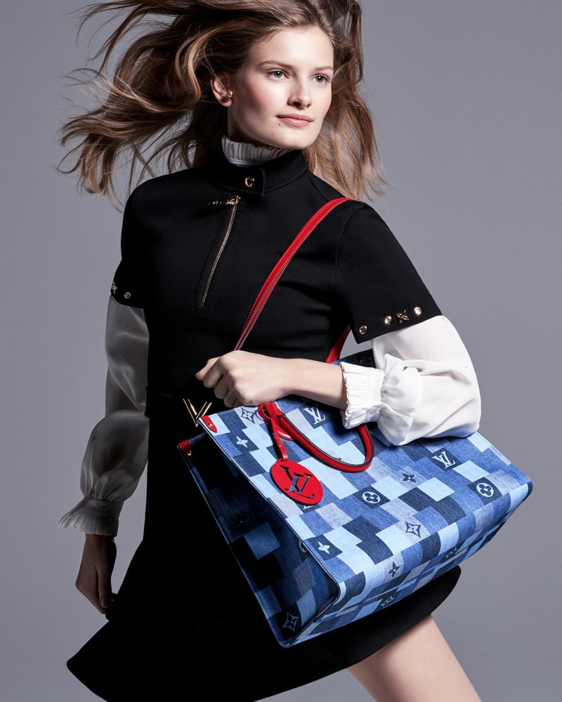 Blue and Red Damier Monogram Denim Patchwork Multi Pochette Accesoires Gold  Hardware, 2019