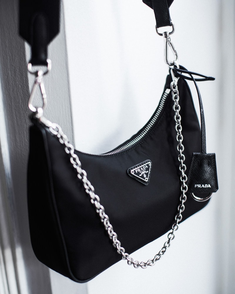 prada black chain bag