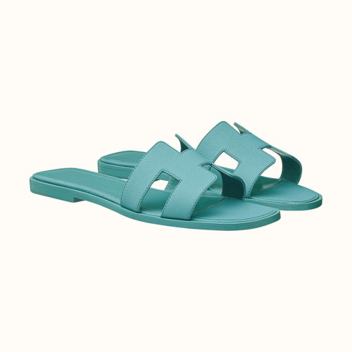 Oran Sandals in Blue Littoral Epsom. Photo courtesy of Hermes.com