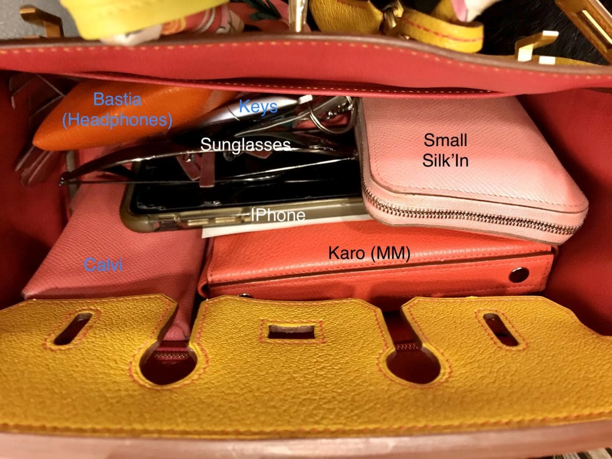 inside of a birkin bag