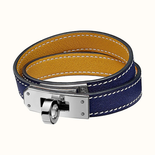 Kelly Double Tour Bracelet in Bleu Encre/Ambre. Photo courtesy of Hermes.com