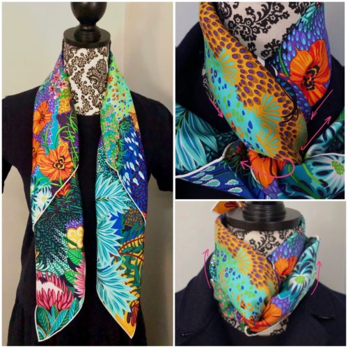 Scarves - How to Wear a 90cm Carre/Silk Twill Casually?