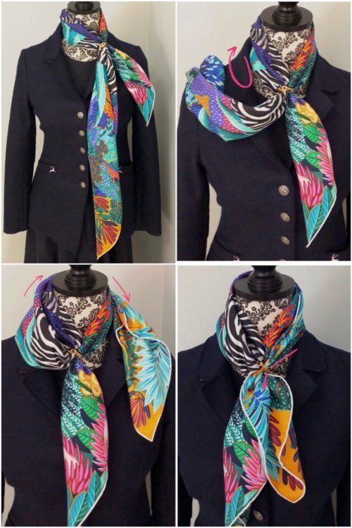 How To Tie An Hermès 90 Scarf With A Mors Scarf Ring: Tutorial