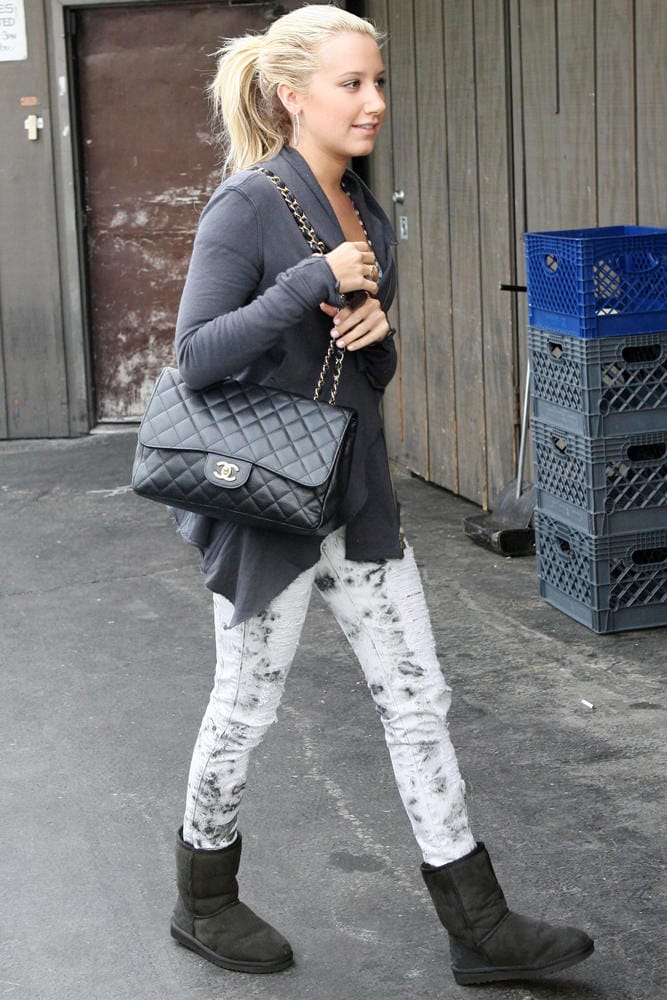 Ashley Tisdale Chanel Chain Around Large Shoulder Bag (by purseblog.com)