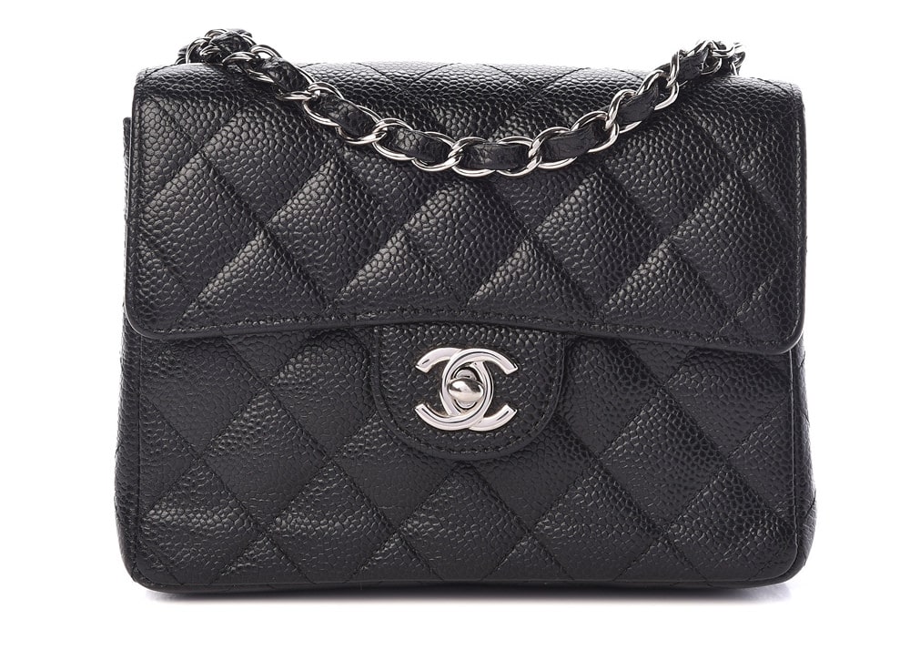 CHANEL Caviar Quilted Mini Square Flap Bag Black, FASHIONPHILE