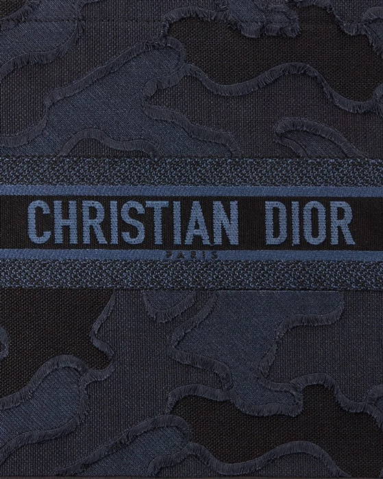 Christian Dior Large Oblique Embroidery Book Tote in Monogram Blue Classic