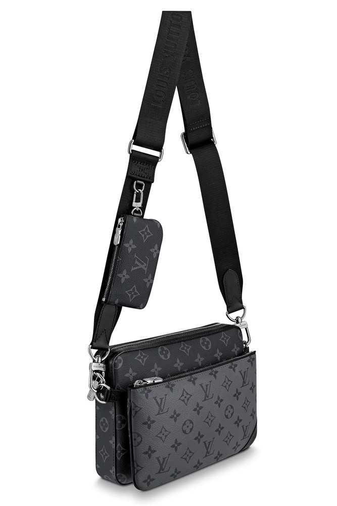New in Box Louis Vuittom Men Multi Pochette Black Gray Bag For
