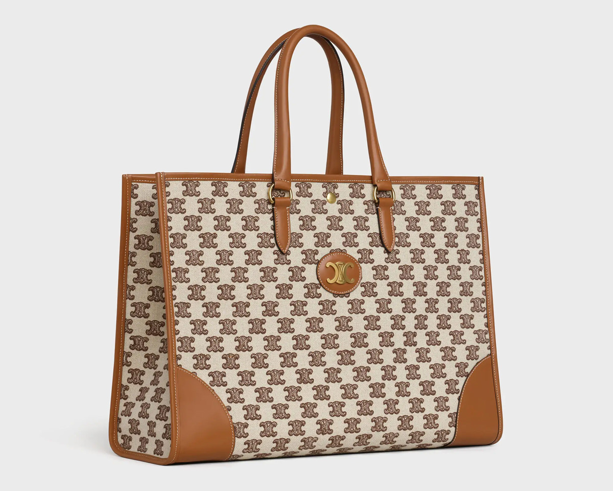 CELINE Triomphe Small boston in triomphe canvas and calfskin