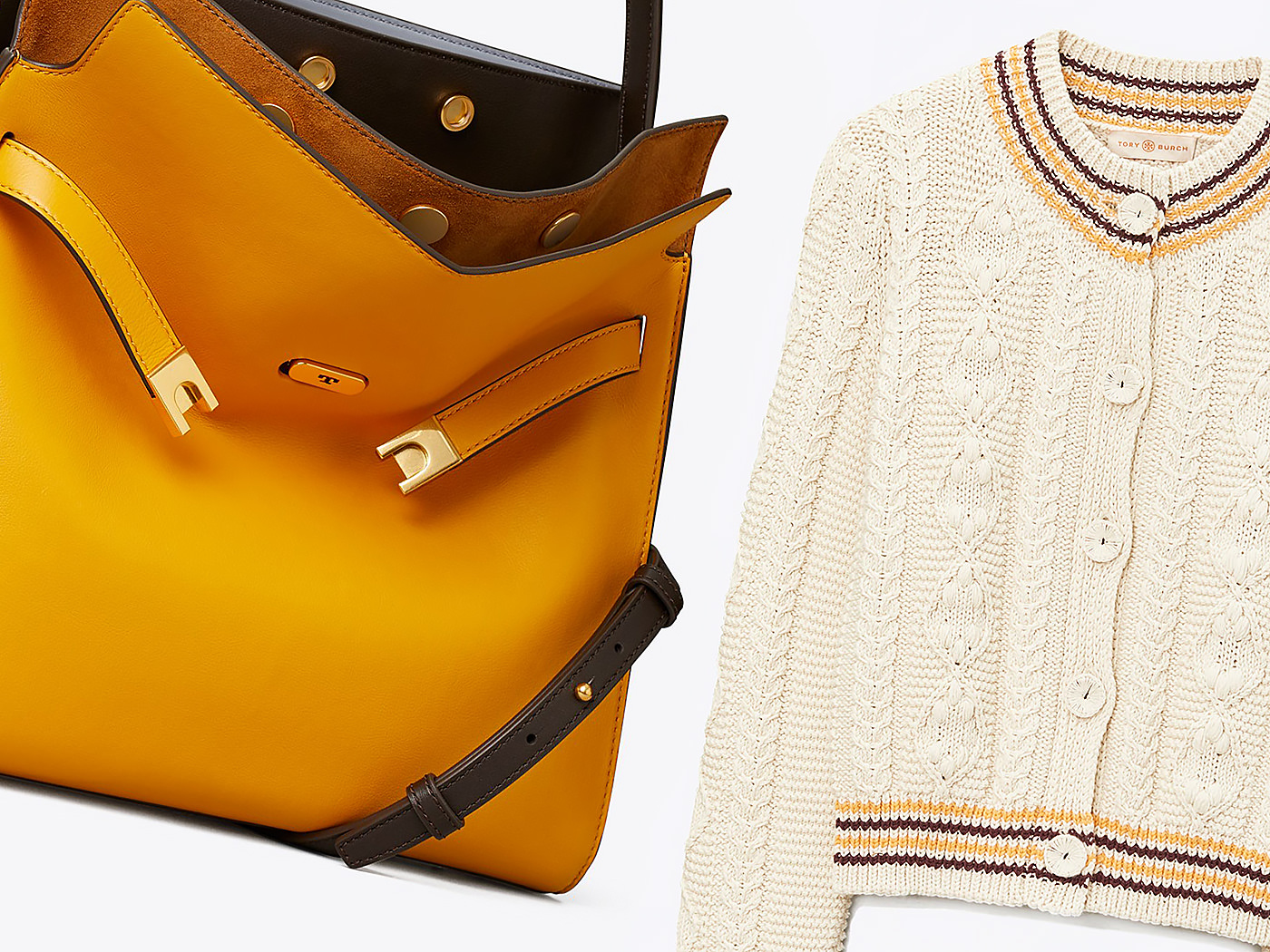 Perfect Pairs Tory Burch Lee Radziwill Double Bag and Cable Knit