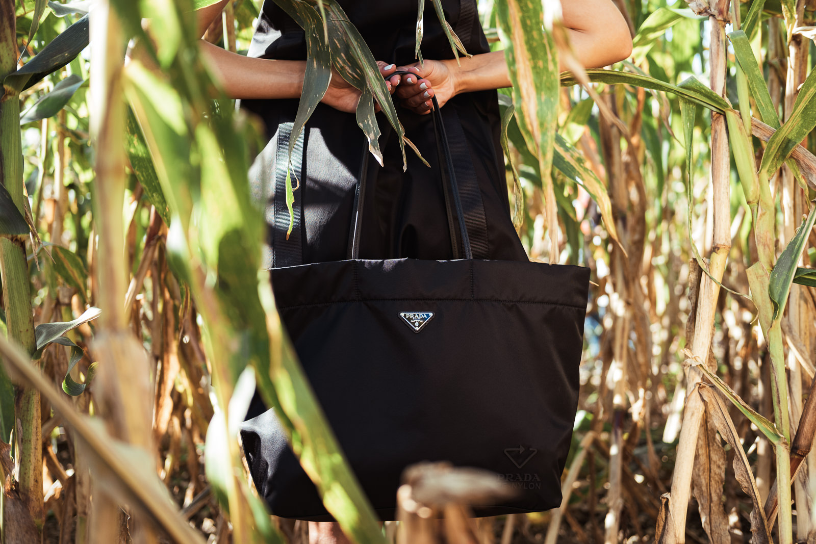 Prada Black Re-Nylon And Saffiano Leather Messenger Bag Prada