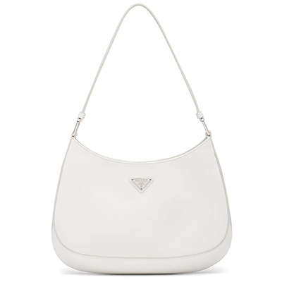 Prada - Authenticated Cleo Handbag - Leather White Plain for Women, Very Good Condition