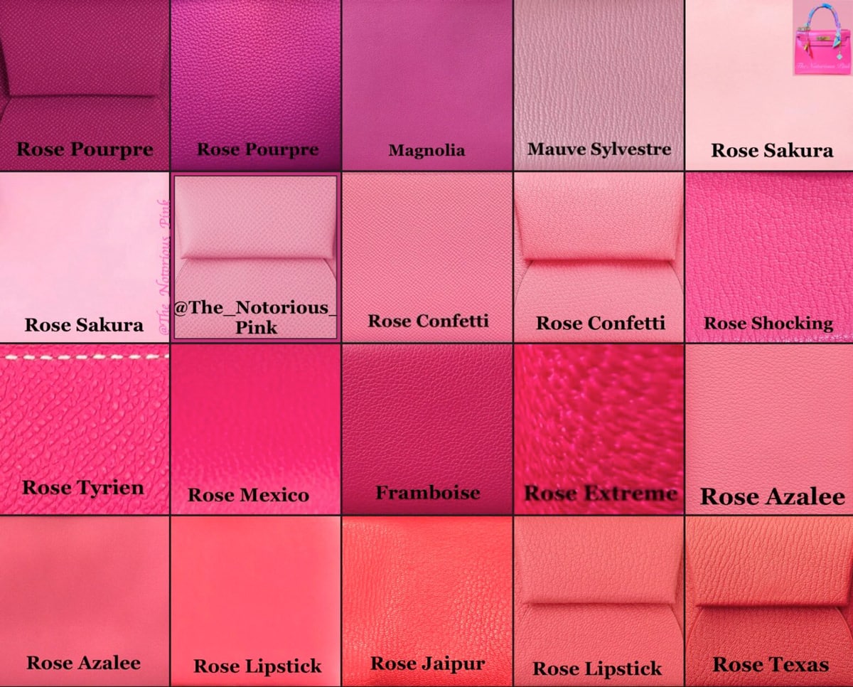 hermes pink color chart