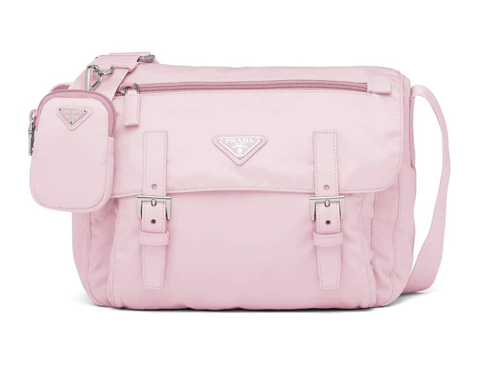 Versace Light Pink Nylon Pouch Shoulder Bag