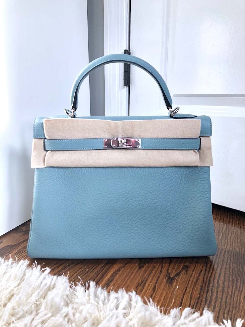 Hermes Kelly 25cm Blue Lin J7 亞麻藍epsom 掌紋皮金銀扣五金