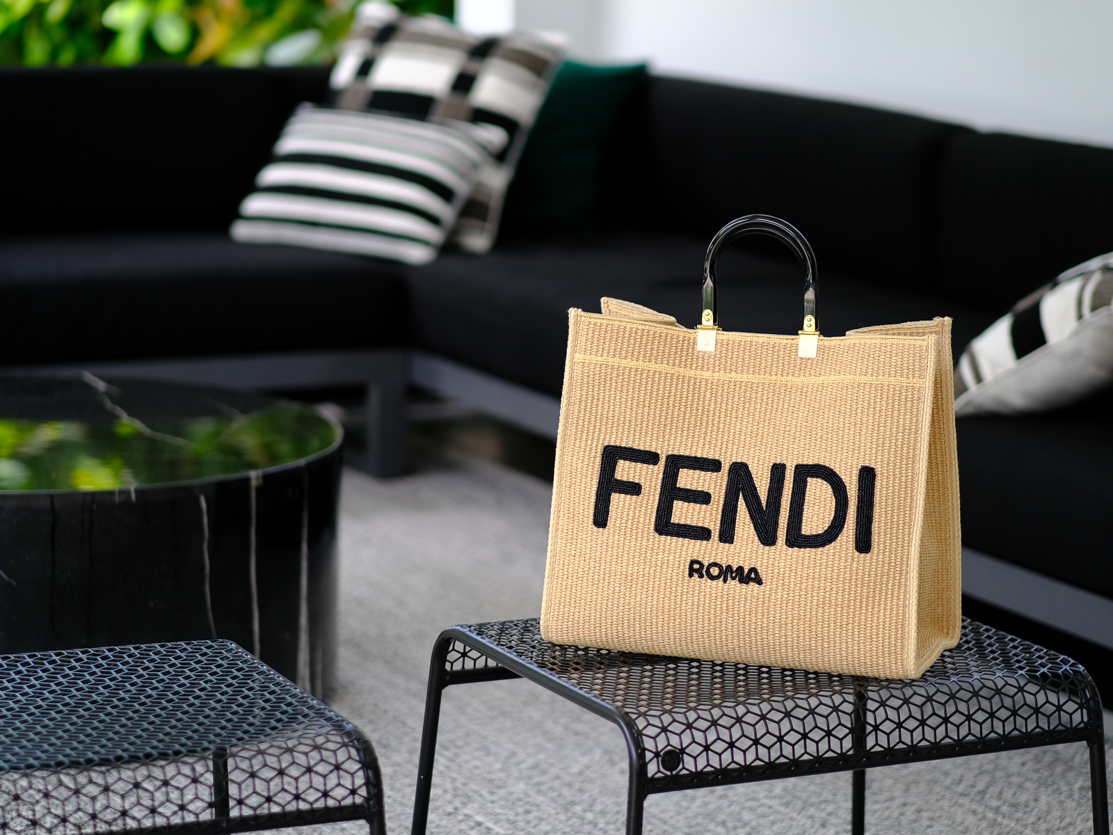 Fendi - Sunshine Logo Raffia Large Tote