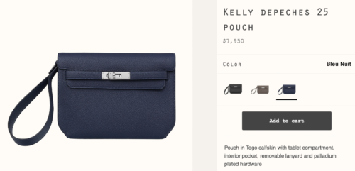 Kelly Dépêches 25 Pouch. photo via Hermes.com