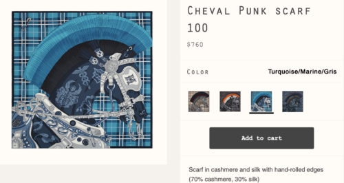 Cheval Punk 100 Scarf. Photo via Hermes.com