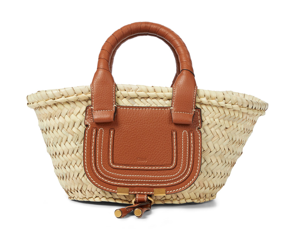 Mini cabas leather & raffia tote bag - Hereu - Women