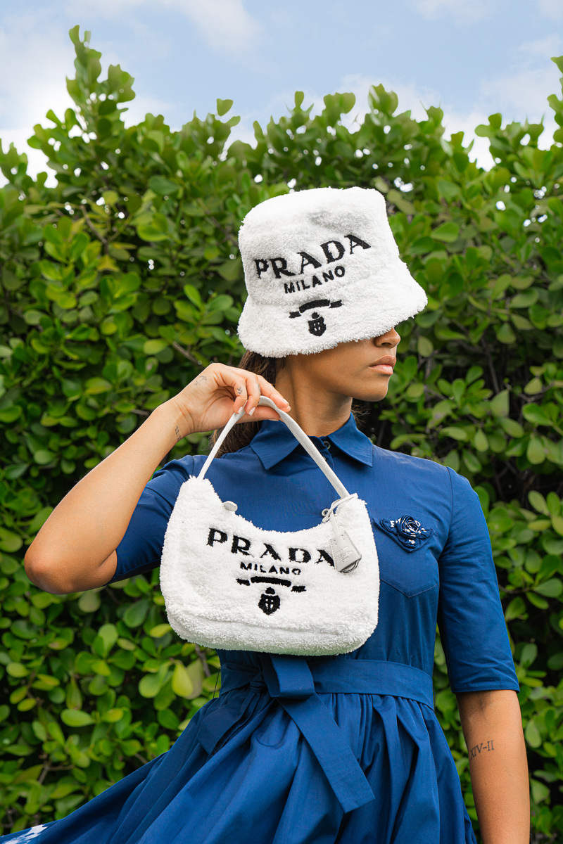 Prada Logo-Print Large Canvas Tote Prada