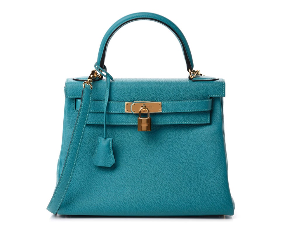 HERMES Togo Kelly Retourne 28 Turquoise