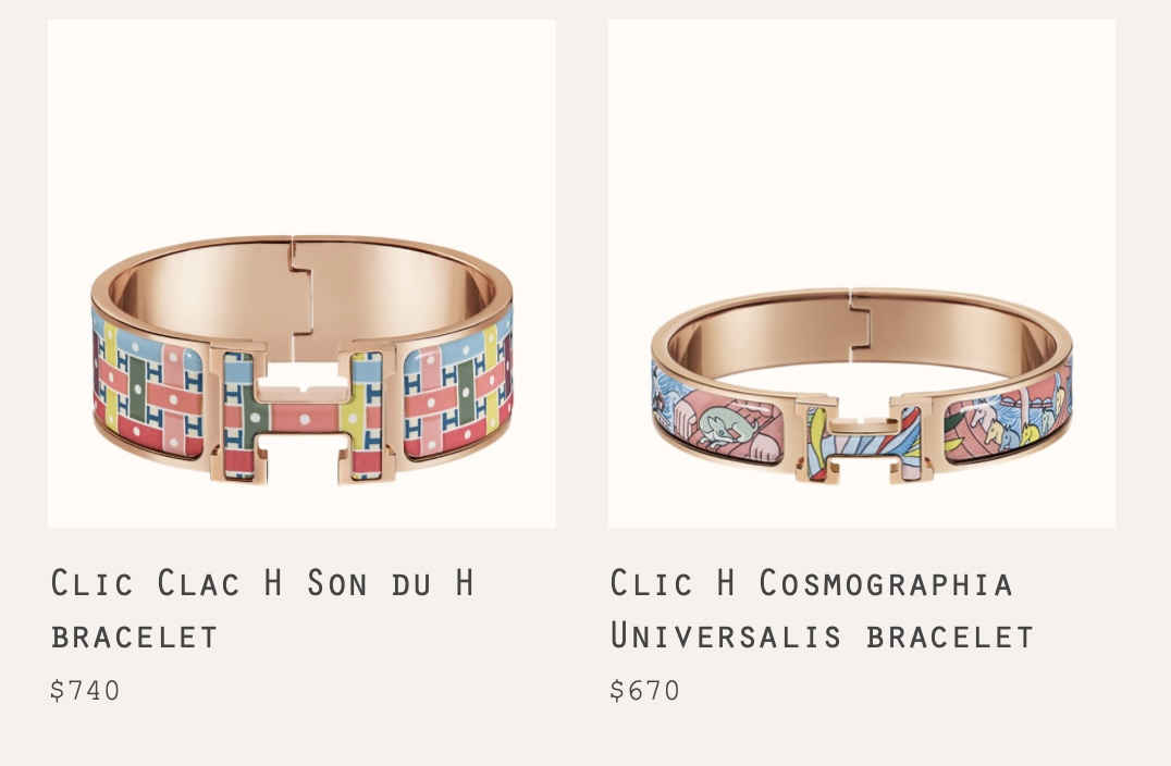 New Clic Enamel Bracelets currently available at Hermes.com.