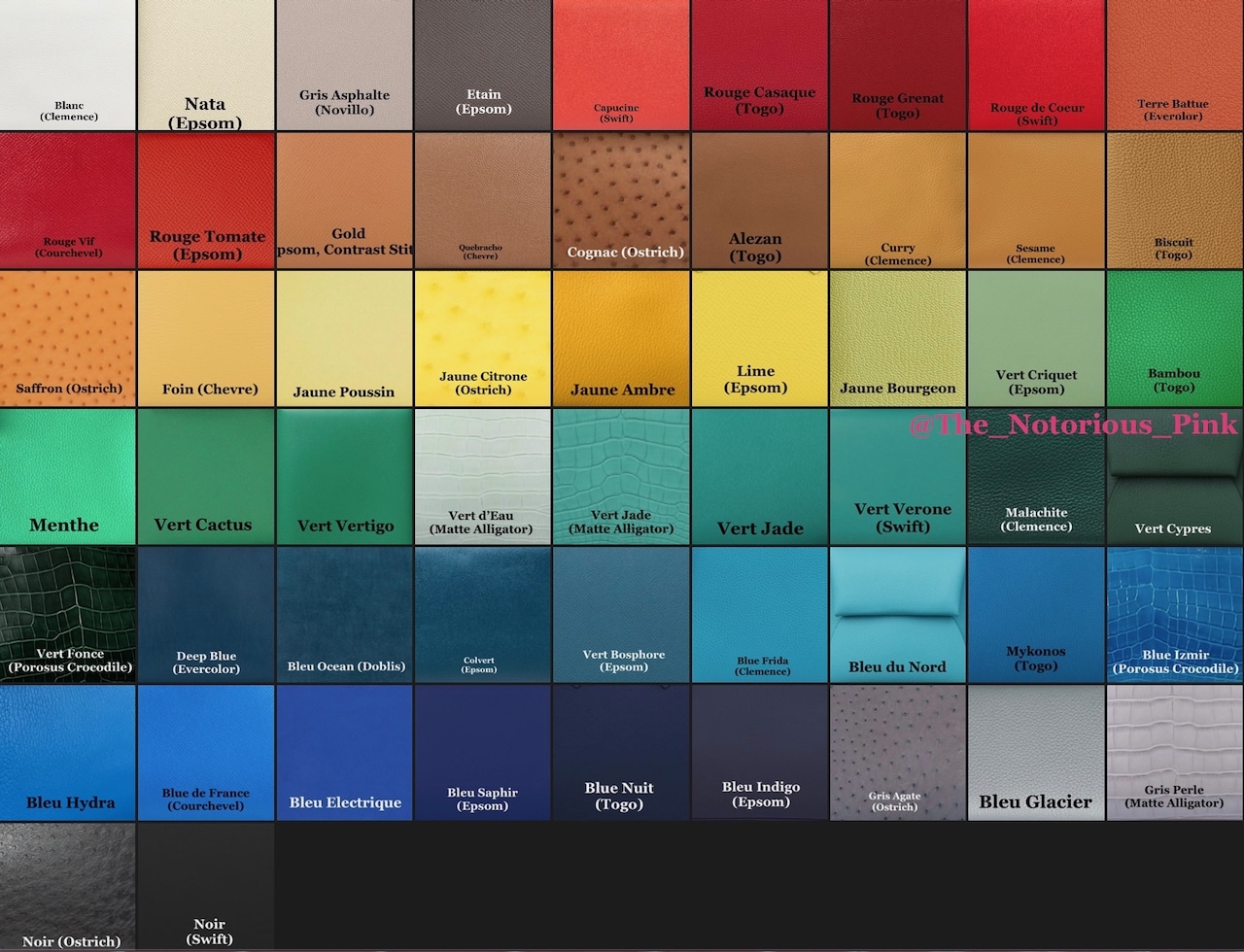 Hermès Autumn/Winter 2023, Part 1: The Leather Color Charts - PurseBlog