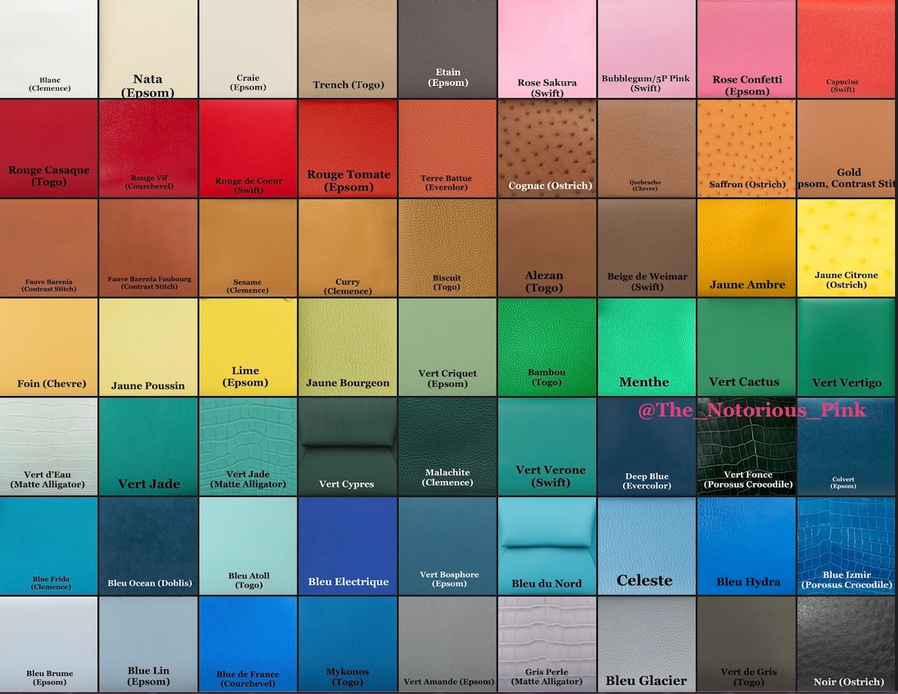 Hermes Bag Colour Chart