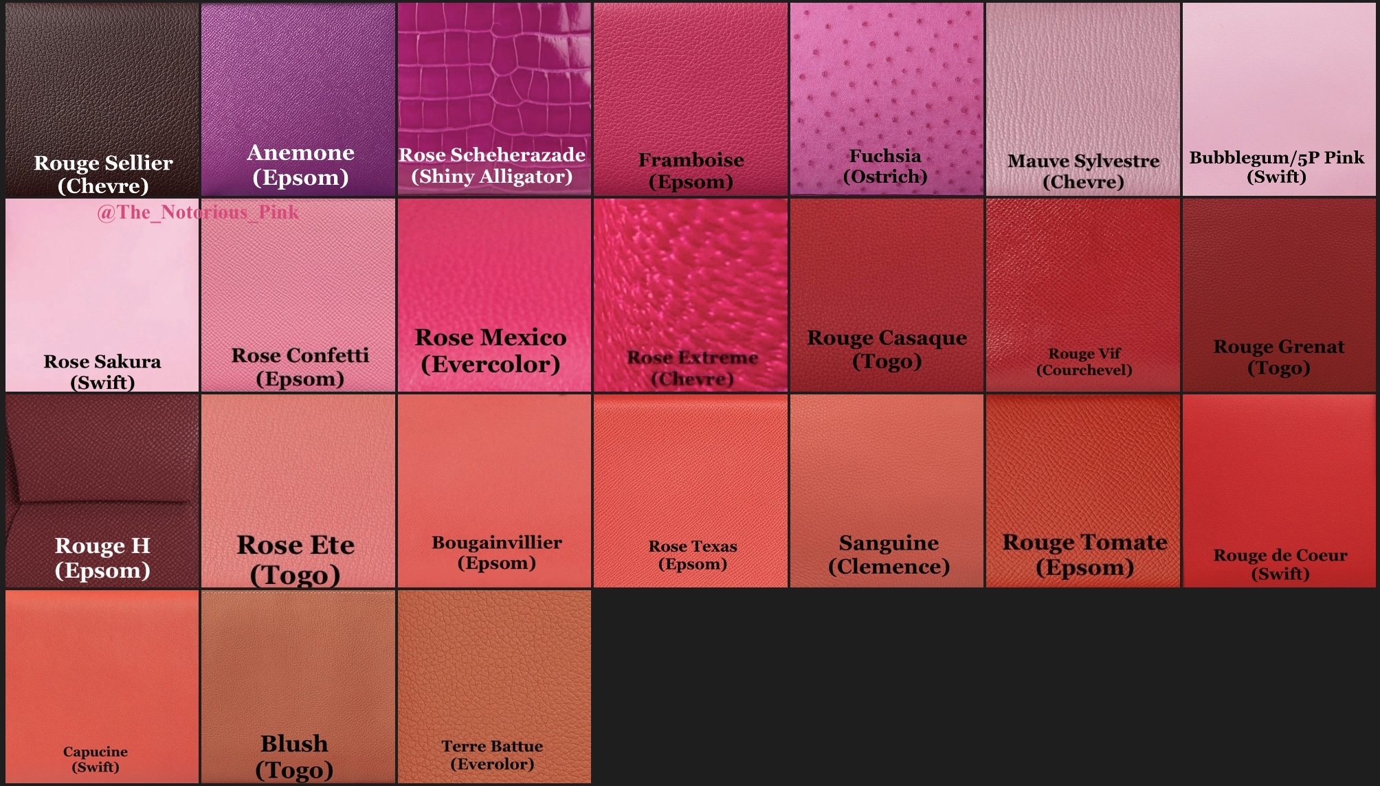 rouge hermes red color chart