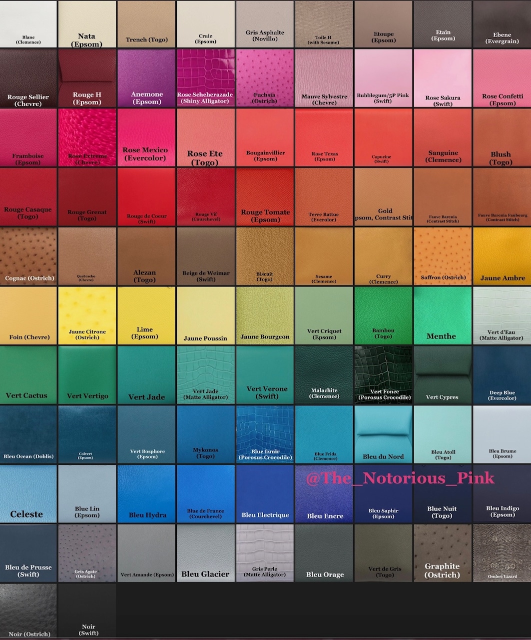 Hermes Bag Colour Chart