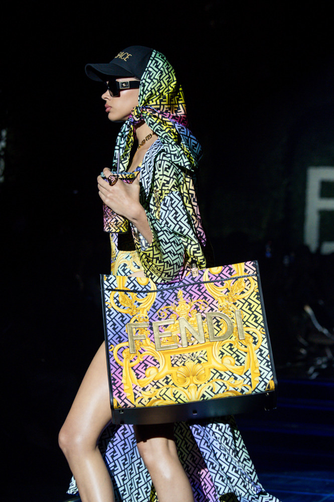 Versace, Bags, Fendace Denim Patchwork Baguette Fendi Versace