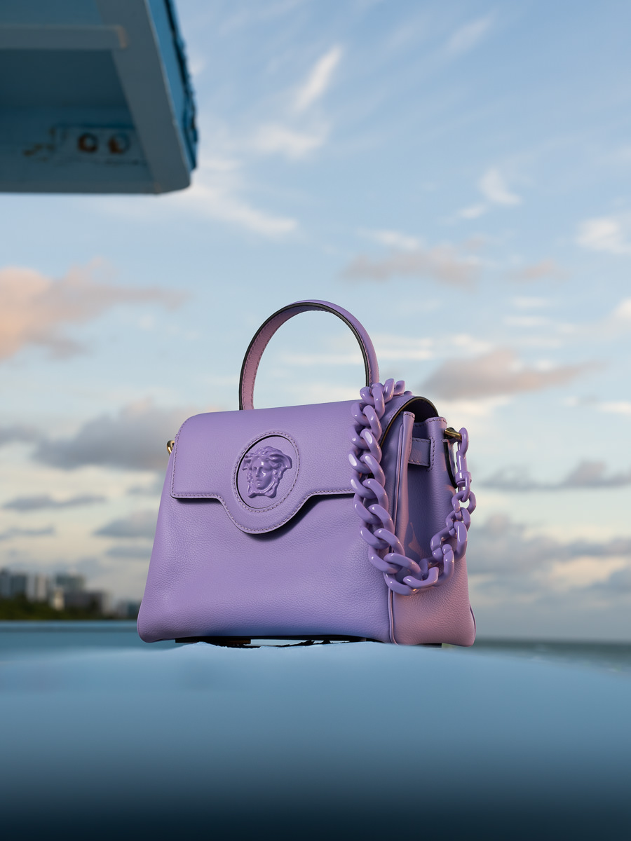 Purple Versace Medusa Medium Bag