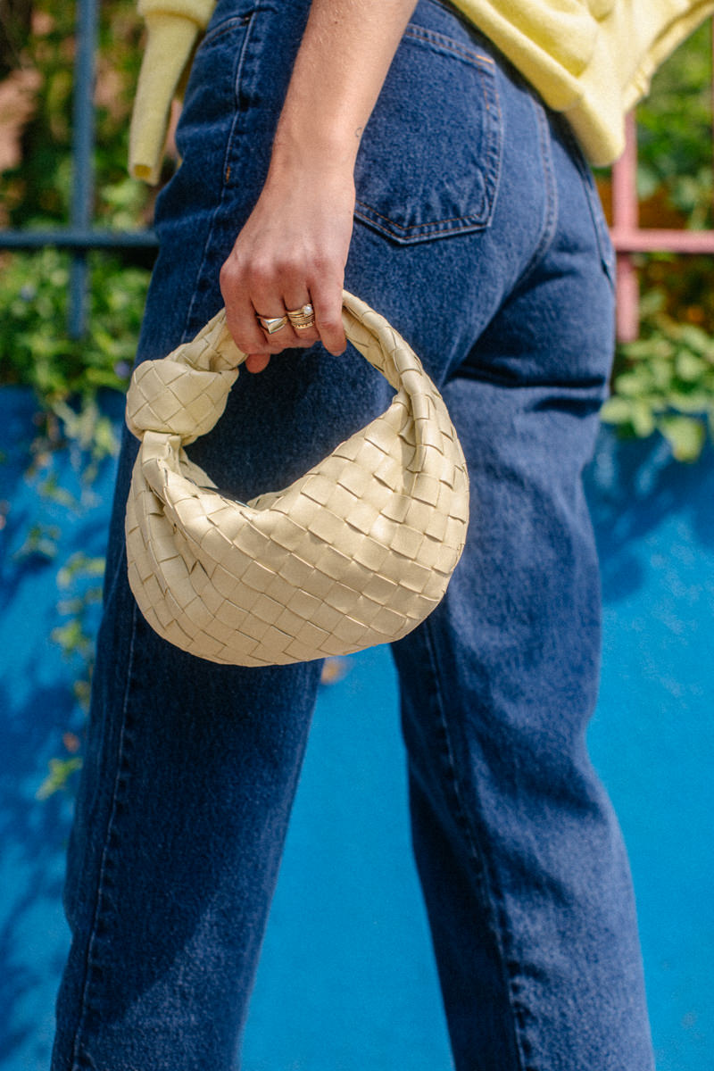 Loop Mini Leather Crossbody Bag in Gold - Bottega Veneta